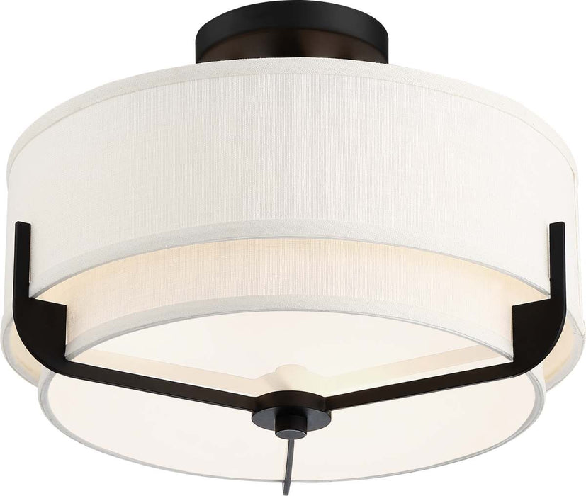 Semi Flush Nuvo 60-6545 Frankie - 3 Light - Semi-Flush - Aged Bronze Finish with White Glass Nuvo