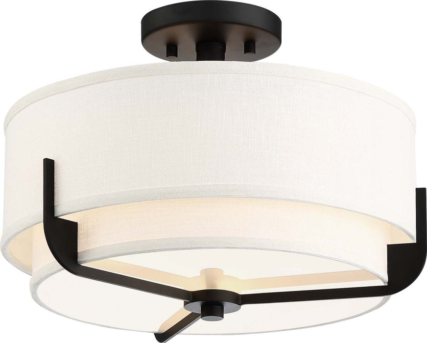 Semi Flush Nuvo 60-6545 Frankie - 3 Light - Semi-Flush - Aged Bronze Finish with White Glass Nuvo