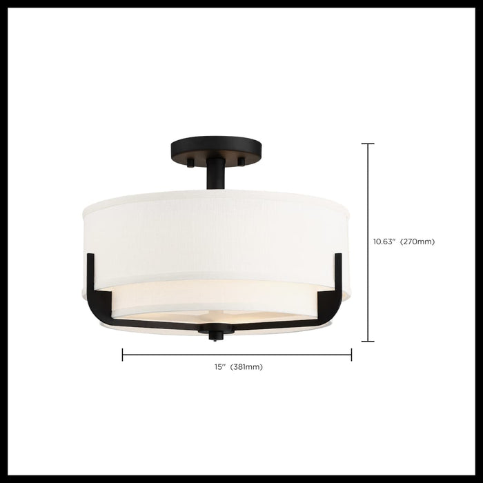 Semi Flush Nuvo 60-6545 Frankie - 3 Light - Semi-Flush - Aged Bronze Finish with White Glass Nuvo