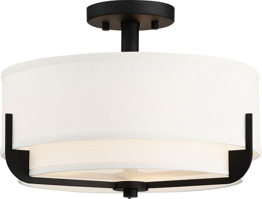 Semi Flush Nuvo 60-6545 Frankie - 3 Light - Semi-Flush - Aged Bronze Finish with White Glass Nuvo
