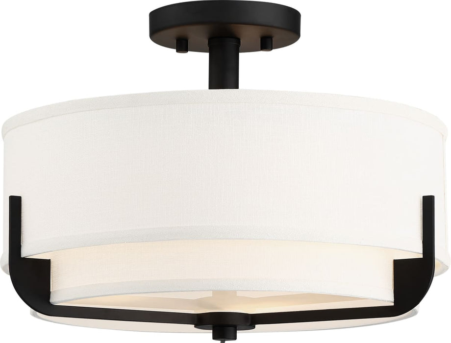 Semi Flush Nuvo 60-6545 Frankie - 3 Light - Semi-Flush - Aged Bronze Finish with White Glass Nuvo