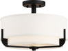 Semi Flush Nuvo 60-6545 Frankie - 3 Light - Semi-Flush - Aged Bronze Finish with White Glass Nuvo