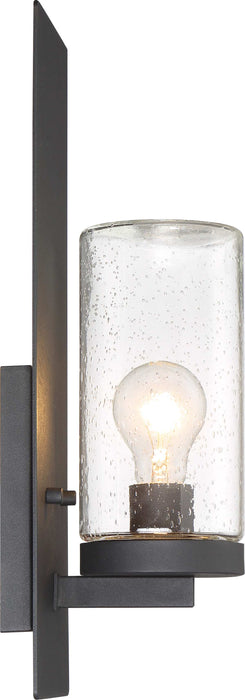 Sconce Nuvo 60-6578 Indie - 1 Light - Large Wall Sconce - Textured Black Finish with Clear Seeded Glass Nuvo