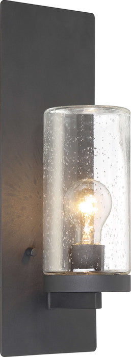 Sconce Nuvo 60-6578 Indie - 1 Light - Large Wall Sconce - Textured Black Finish with Clear Seeded Glass Nuvo
