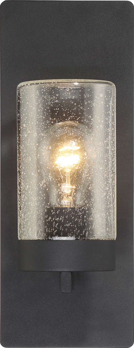 Sconce Nuvo 60-6579 Indie - 1 Light - Small Wall Sconce - Textured Black Finish with Clear Seeded Glass Nuvo