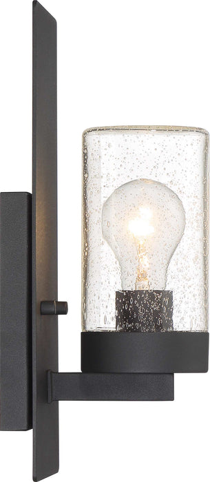 Sconce Nuvo 60-6579 Indie - 1 Light - Small Wall Sconce - Textured Black Finish with Clear Seeded Glass Nuvo
