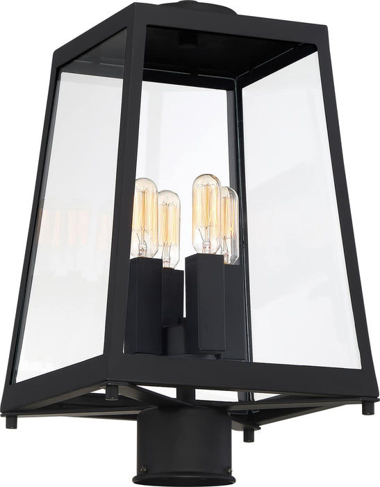 Post Lantern Nuvo 60-6585 Halifax - 4 Light - Post Lantern - Matte Black Finish with Clear Glass Nuvo