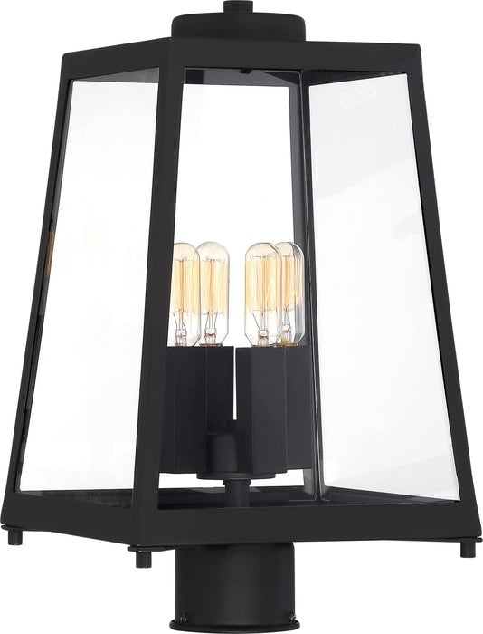 Post Lantern Nuvo 60-6585 Halifax - 4 Light - Post Lantern - Matte Black Finish with Clear Glass Nuvo