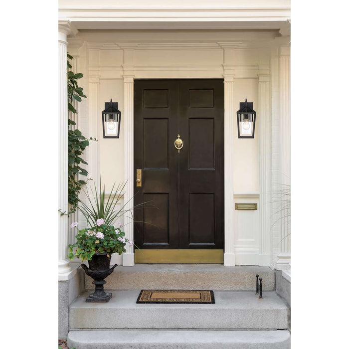 Wall Lantern Nuvo 60-6591 Hopewell - 1 Light - Small Lantern - Matte Black Finish with Clear Seeded Glass Nuvo