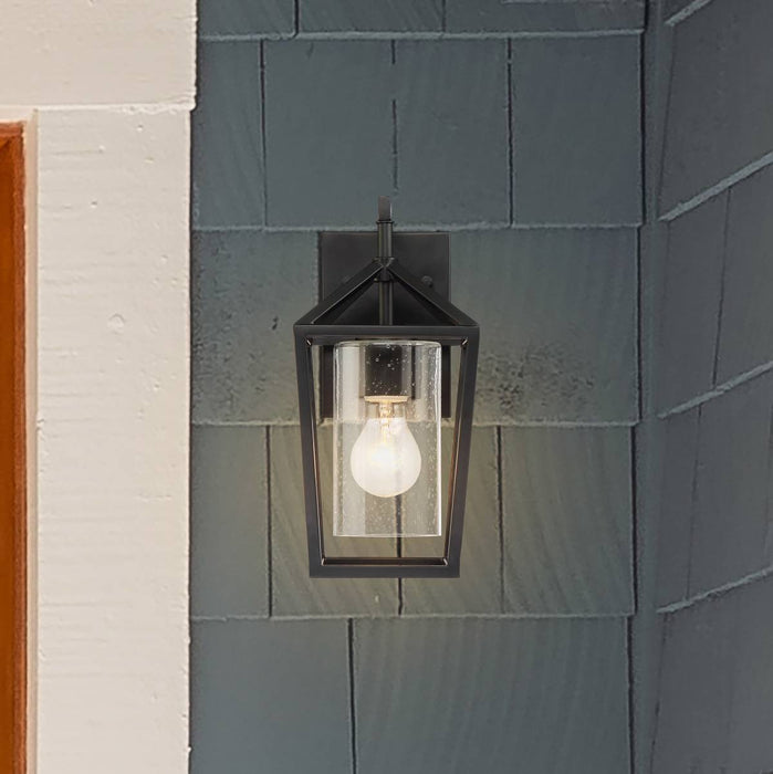 Wall Lantern Nuvo 60-6591 Hopewell - 1 Light - Small Lantern - Matte Black Finish with Clear Seeded Glass Nuvo