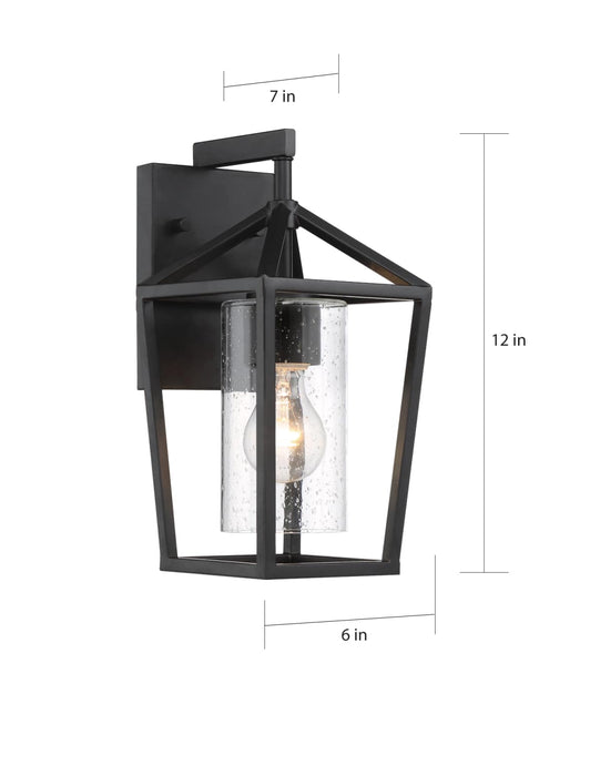 Wall Lantern Nuvo 60-6591 Hopewell - 1 Light - Small Lantern - Matte Black Finish with Clear Seeded Glass Nuvo