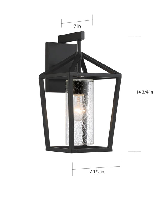 Wall Lantern Nuvo 60-6592 Hopewell - 1 Light - Medium Lantern - Matte Black Finish with Clear Seeded Glass Nuvo
