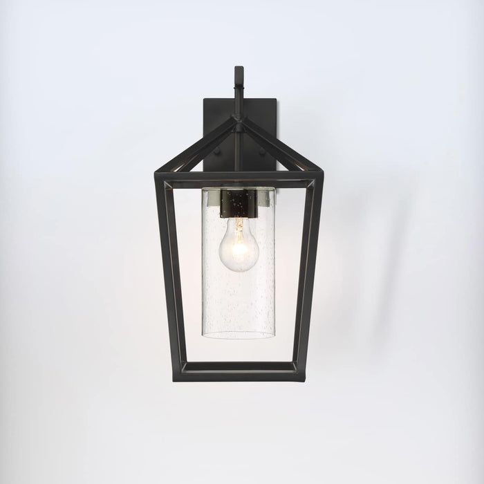 Wall Lantern Nuvo 60-6593 Hopewell - 1 Light - Large Lantern - Matte Black Finish with Clear Seeded Glass Nuvo