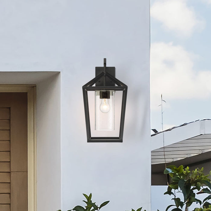 Wall Lantern Nuvo 60-6593 Hopewell - 1 Light - Large Lantern - Matte Black Finish with Clear Seeded Glass Nuvo