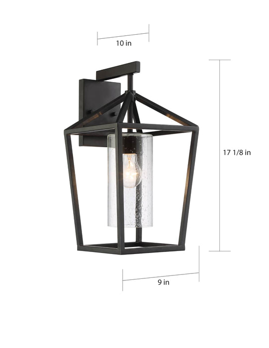 Wall Lantern Nuvo 60-6593 Hopewell - 1 Light - Large Lantern - Matte Black Finish with Clear Seeded Glass Nuvo