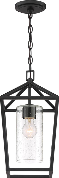 Hanging Lantern Nuvo 60-6594 Hopewell - 1 Light - Hanging Lantern - Matte Black Finish with Clear Seeded Glass Nuvo