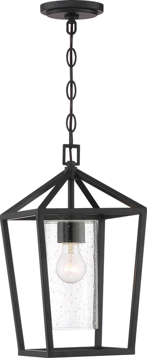 Hanging Lantern Nuvo 60-6594 Hopewell - 1 Light - Hanging Lantern - Matte Black Finish with Clear Seeded Glass Nuvo