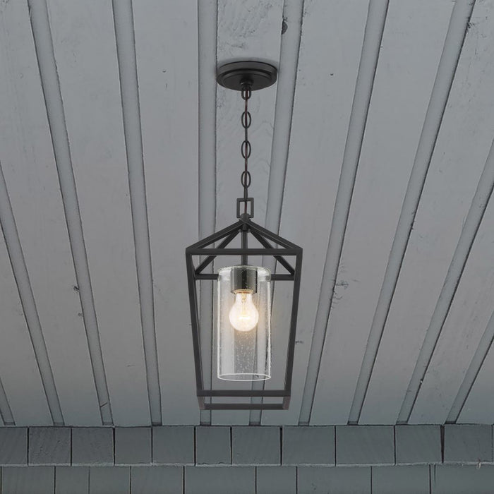 Hanging Lantern Nuvo 60-6594 Hopewell - 1 Light - Hanging Lantern - Matte Black Finish with Clear Seeded Glass Nuvo