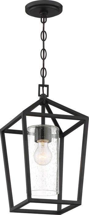 Hanging Lantern Nuvo 60-6594 Hopewell - 1 Light - Hanging Lantern - Matte Black Finish with Clear Seeded Glass Nuvo