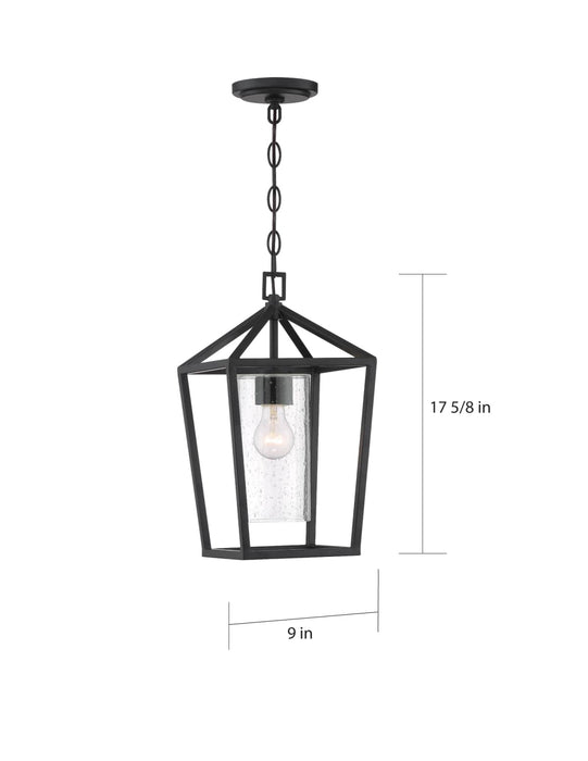 Hanging Lantern Nuvo 60-6594 Hopewell - 1 Light - Hanging Lantern - Matte Black Finish with Clear Seeded Glass Nuvo