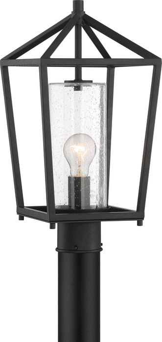 Post Lantern Nuvo 60-6595 Hopewell - 1 Light - Post Lantern - Matte Black Finish with Clear Seeded Glass Nuvo