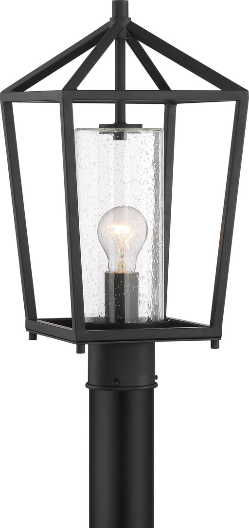 Post Lantern Nuvo 60-6595 Hopewell - 1 Light - Post Lantern - Matte Black Finish with Clear Seeded Glass Nuvo