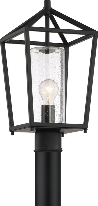 Post Lantern Nuvo 60-6595 Hopewell - 1 Light - Post Lantern - Matte Black Finish with Clear Seeded Glass Nuvo