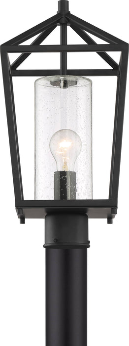 Post Lantern Nuvo 60-6595 Hopewell - 1 Light - Post Lantern - Matte Black Finish with Clear Seeded Glass Nuvo
