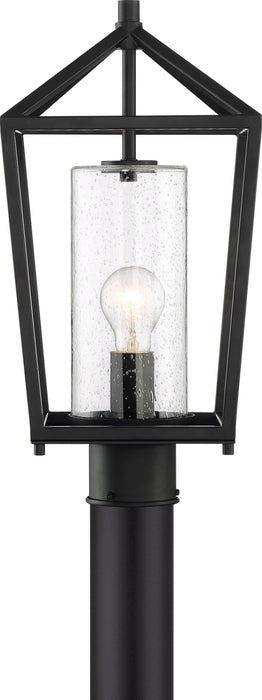 Post Lantern Nuvo 60-6595 Hopewell - 1 Light - Post Lantern - Matte Black Finish with Clear Seeded Glass Nuvo