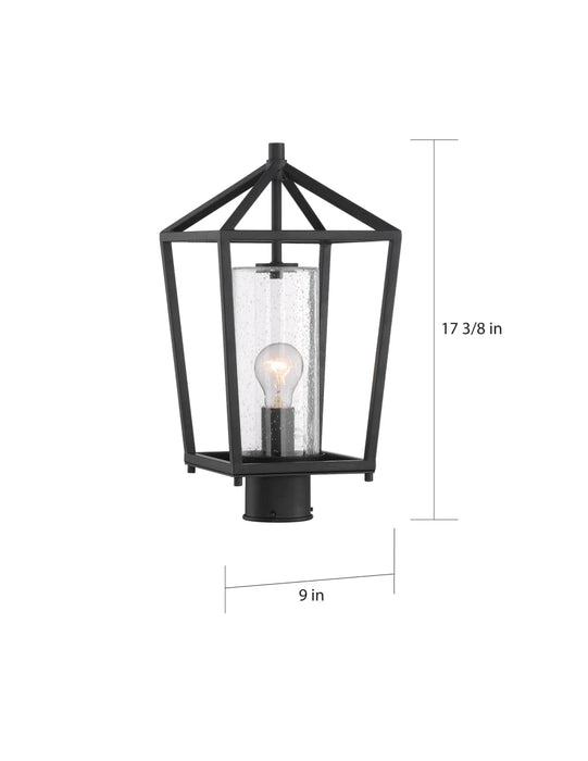 Post Lantern Nuvo 60-6595 Hopewell - 1 Light - Post Lantern - Matte Black Finish with Clear Seeded Glass Nuvo
