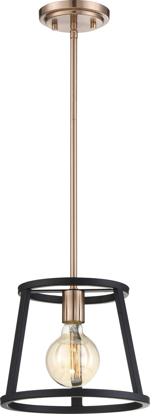 Mini Pendant Nuvo 60-6641 Chassis - 1 Light - Mini Pendant Fixture - Copper Brushed Brass Finish with Matte Black Frame Nuvo
