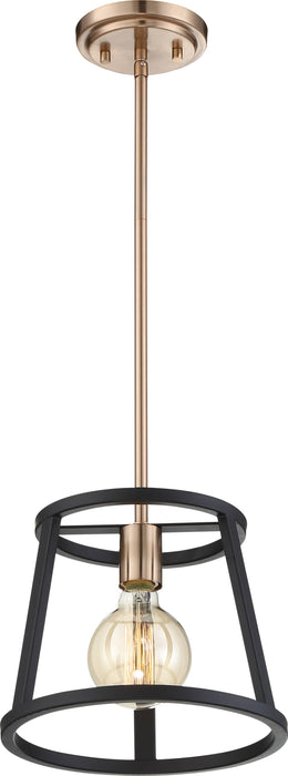 Mini Pendant Nuvo 60-6641 Chassis - 1 Light - Mini Pendant Fixture - Copper Brushed Brass Finish with Matte Black Frame Nuvo