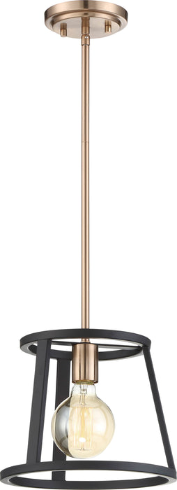 Mini Pendant Nuvo 60-6641 Chassis - 1 Light - Mini Pendant Fixture - Copper Brushed Brass Finish with Matte Black Frame Nuvo