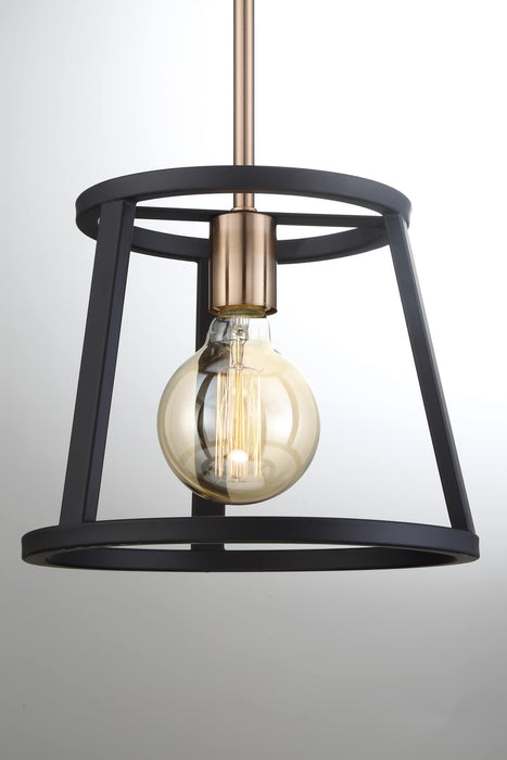 Mini Pendant Nuvo 60-6641 Chassis - 1 Light - Mini Pendant Fixture - Copper Brushed Brass Finish with Matte Black Frame Nuvo