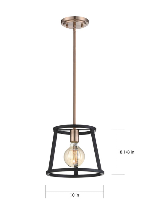 Mini Pendant Nuvo 60-6641 Chassis - 1 Light - Mini Pendant Fixture - Copper Brushed Brass Finish with Matte Black Frame Nuvo