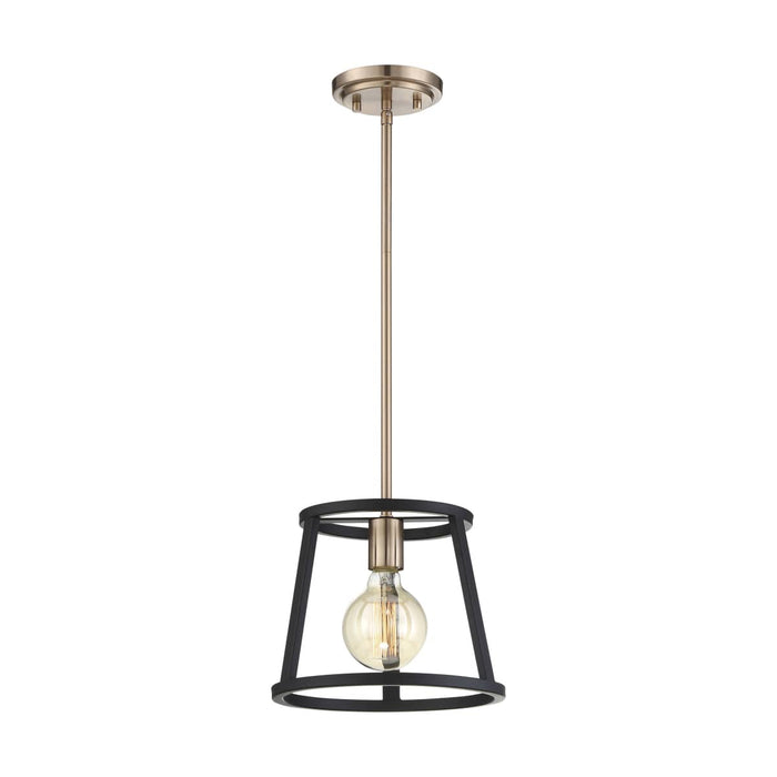 Mini Pendant Nuvo 60-6641 Chassis - 1 Light - Mini Pendant Fixture - Copper Brushed Brass Finish with Matte Black Frame Nuvo