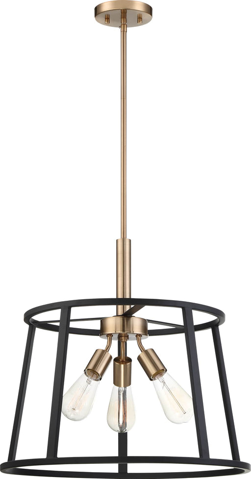 Pendant Nuvo 60-6642 Chassis - 3 Light - Pendant Fixture - Copper Brushed Brass Finish with Matte Black Frame Nuvo