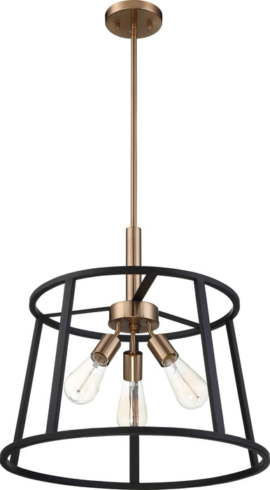 Pendant Nuvo 60-6642 Chassis - 3 Light - Pendant Fixture - Copper Brushed Brass Finish with Matte Black Frame Nuvo