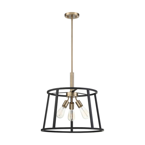Pendant Nuvo 60-6642 Chassis - 3 Light - Pendant Fixture - Copper Brushed Brass Finish with Matte Black Frame Nuvo