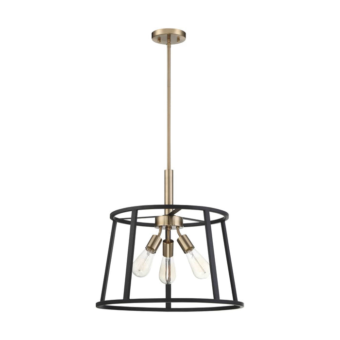 Pendant Nuvo 60-6642 Chassis - 3 Light - Pendant Fixture - Copper Brushed Brass Finish with Matte Black Frame Nuvo