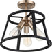 Semi Flush Nuvo 60-6643 Chassis - 3 Light - Semi-Flush Mount Fixture - Copper Brushed Brass Finish with Matte Black Frame Nuvo