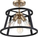 Semi Flush Nuvo 60-6643 Chassis - 3 Light - Semi-Flush Mount Fixture - Copper Brushed Brass Finish with Matte Black Frame Nuvo