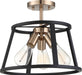 Semi Flush Nuvo 60-6643 Chassis - 3 Light - Semi-Flush Mount Fixture - Copper Brushed Brass Finish with Matte Black Frame Nuvo