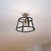 Semi Flush Nuvo 60-6643 Chassis - 3 Light - Semi-Flush Mount Fixture - Copper Brushed Brass Finish with Matte Black Frame Nuvo