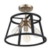 Semi Flush Nuvo 60-6643 Chassis - 3 Light - Semi-Flush Mount Fixture - Copper Brushed Brass Finish with Matte Black Frame Nuvo