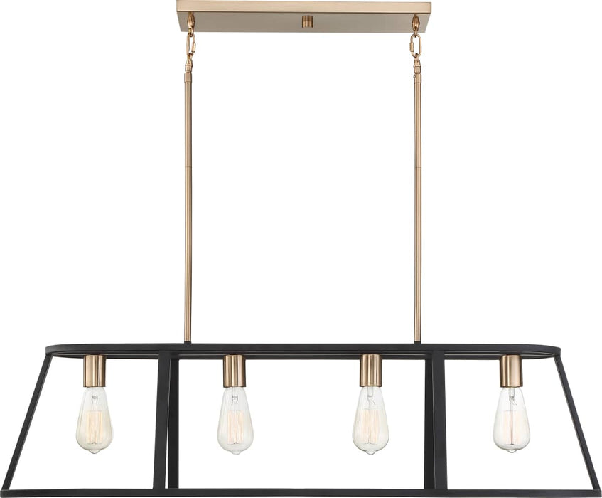 Island Pendant Nuvo 60-6644 Chassis - 4 Light - Island Pendant Fixture - Copper Brushed Brass Finish with Matte Black Frame Nuvo