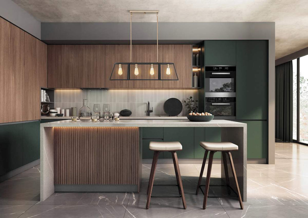 Island Pendant Nuvo 60-6644 Chassis - 4 Light - Island Pendant Fixture - Copper Brushed Brass Finish with Matte Black Frame Nuvo