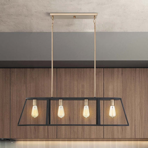 Island Pendant Nuvo 60-6644 Chassis - 4 Light - Island Pendant Fixture - Copper Brushed Brass Finish with Matte Black Frame Nuvo