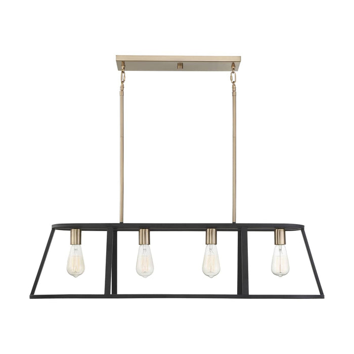 Island Pendant Nuvo 60-6644 Chassis - 4 Light - Island Pendant Fixture - Copper Brushed Brass Finish with Matte Black Frame Nuvo