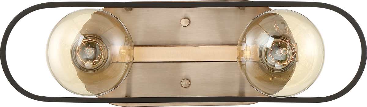 Vanity Nuvo 60-6652 Chassis - 2 Light - Vanity - Copper Brushed Brass Finish with Matte Black Frame Nuvo